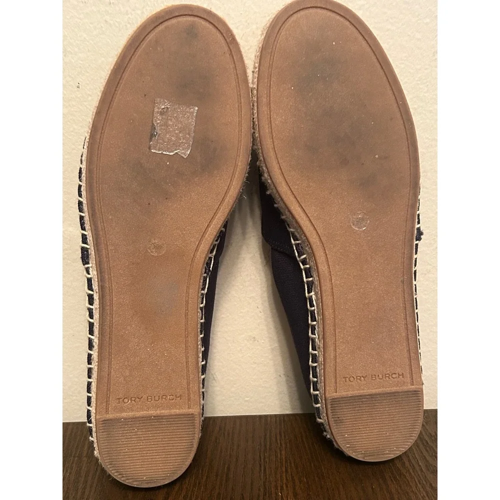 Tory Burch SeaHorse Espadrille Women's Flats Size 7.5 M Navy Blue